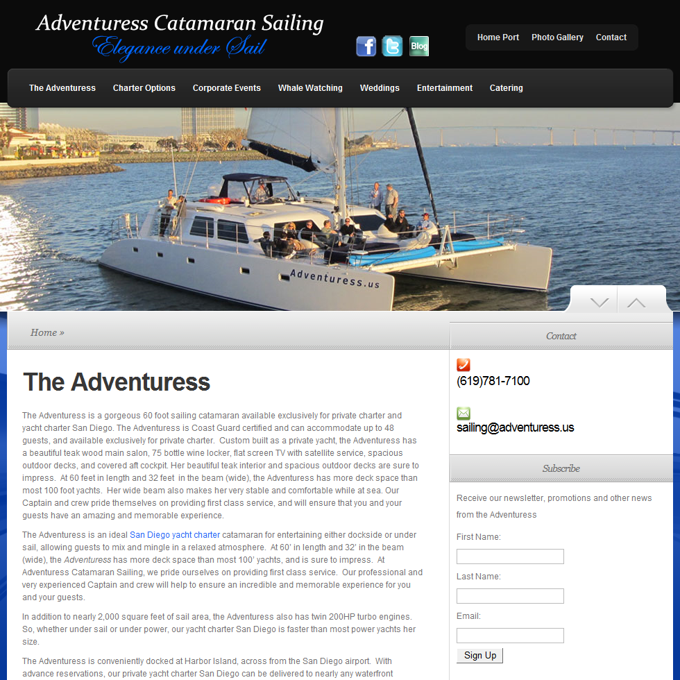 Yacht Charter San Diego | Private Yacht Charter San Diego | Sailing Charter San Diego - Adventuress Catamaran