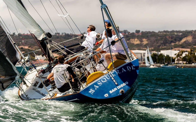 Sailboat racing on ocean near San Diego coast