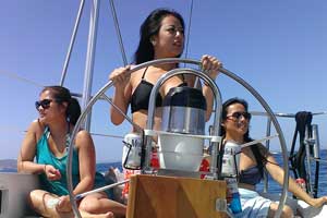 Women sailing on a sunny day